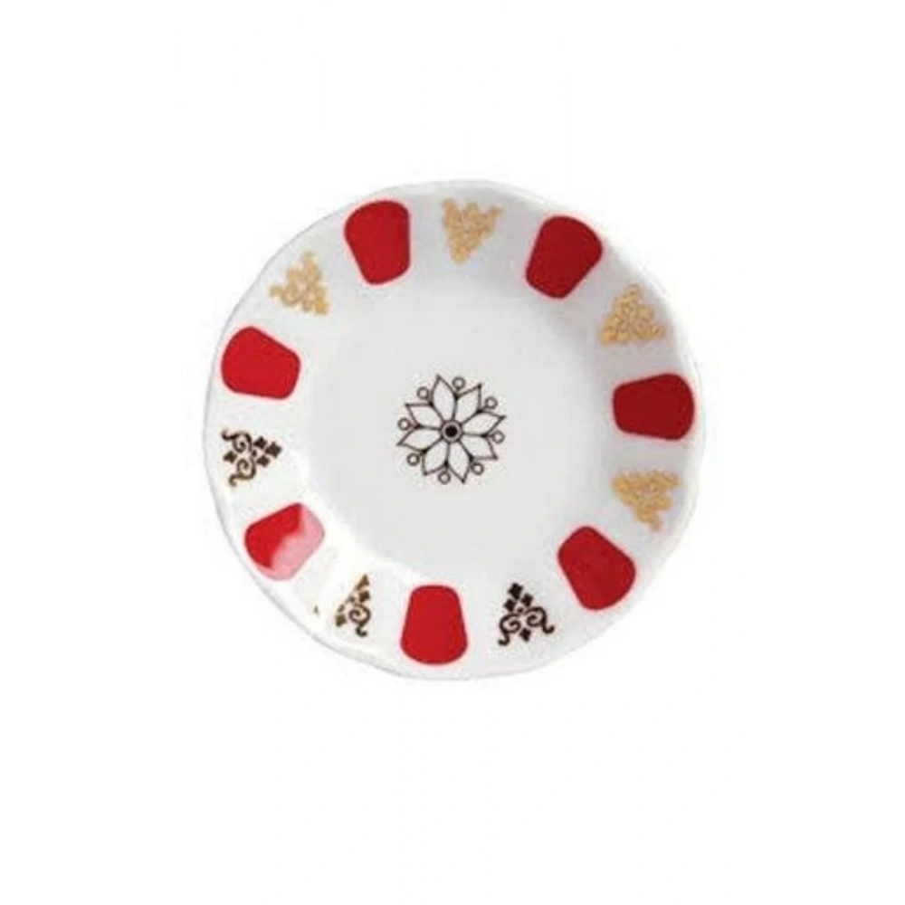 Por Kırmızı-YaldızAcem Porselen Çay Tabak