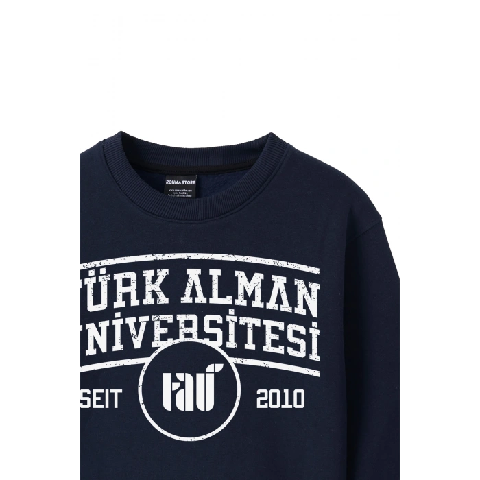Ronna  Kadın Türk - Alman Üniversitesi Serisi Model 1  Baskılı Oversize Bisiklet Yaka Crop Sweatshirt  - TDB050101