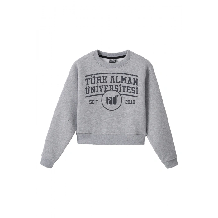 Ronna  Kadın Türk - Alman Üniversitesi Serisi Model 1  Baskılı Oversize Bisiklet Yaka Crop Sweatshirt  - TDB050101