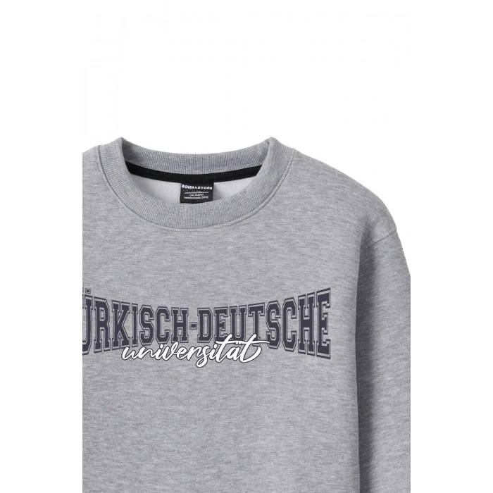 Ronna  Kadın Türk - Alman Üniversitesi Serisi Model 11 Baskılı Oversize Bisiklet Yaka Crop Sweatshirt  - TDB050111