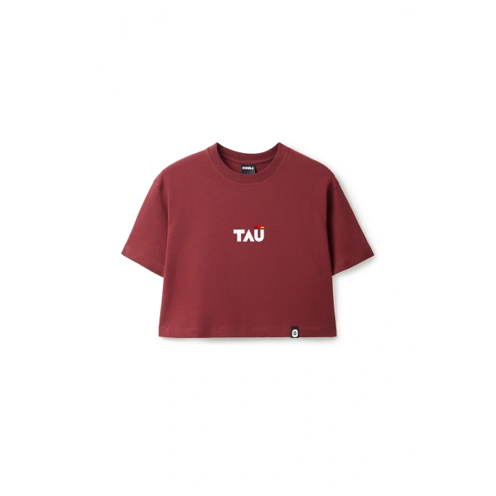 Ronna  Kadın Türk - Alman Üniversitesi Serisi Model 12 Baskılı Oversize Bisiklet Yaka Crop Tshirt - TDB020112