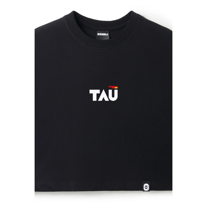 Ronna  Kadın Türk - Alman Üniversitesi Serisi Model 12 Baskılı Oversize Bisiklet Yaka Crop Tshirt - TDB020112