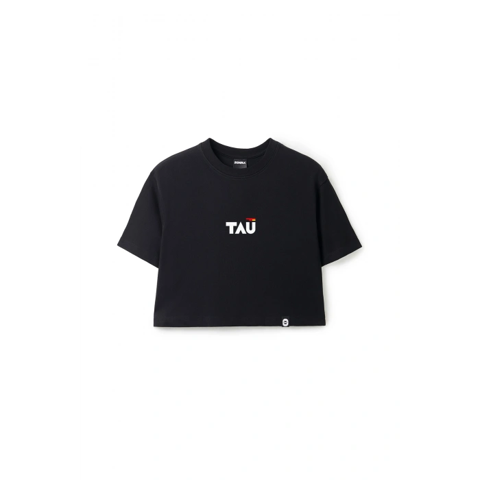 Ronna  Kadın Türk - Alman Üniversitesi Serisi Model 12 Baskılı Oversize Bisiklet Yaka Crop Tshirt - TDB020112