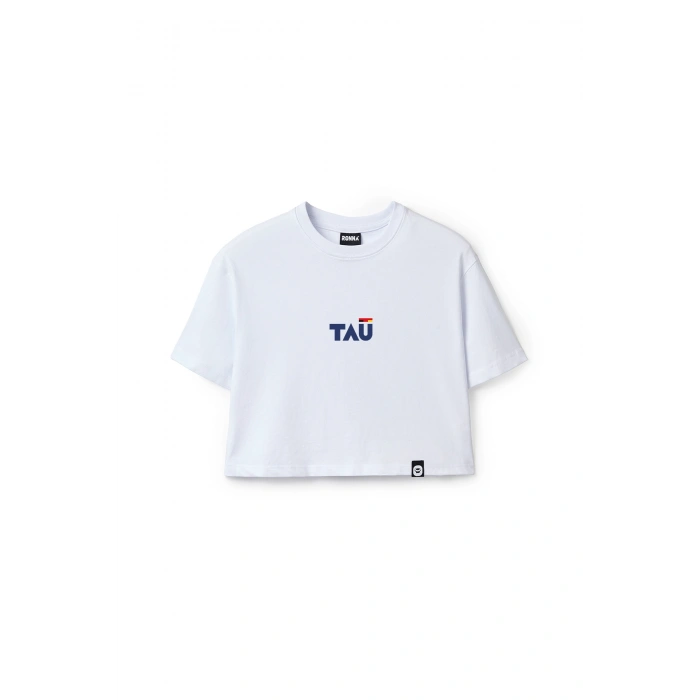 Ronna  Kadın Türk - Alman Üniversitesi Serisi Model 12 Baskılı Oversize Bisiklet Yaka Crop Tshirt - TDB020112