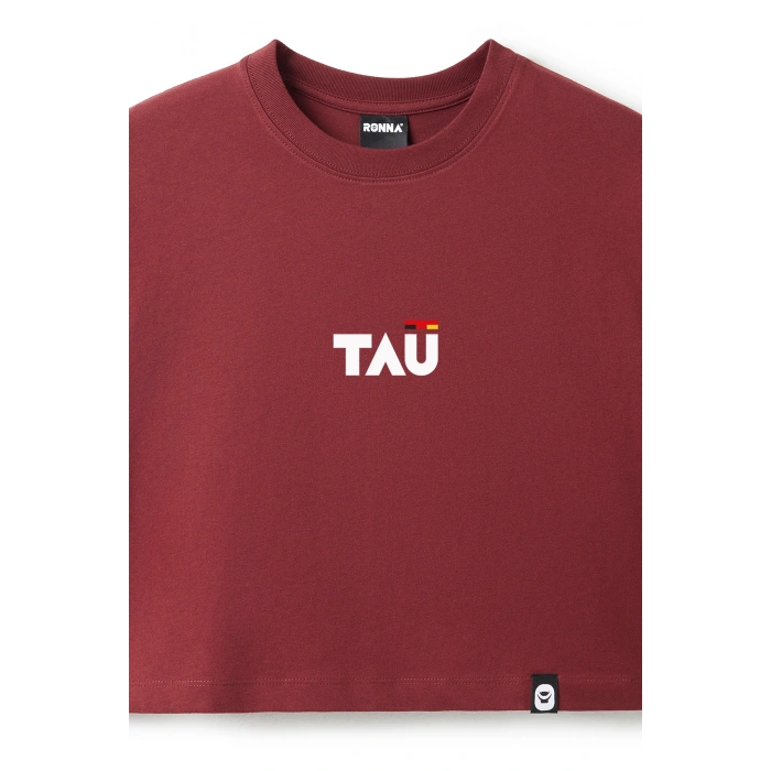 Ronna  Kadın Türk - Alman Üniversitesi Serisi Model 12 Baskılı Oversize Bisiklet Yaka Crop Tshirt - TDB020112