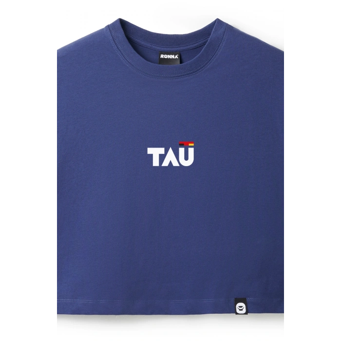 Ronna  Kadın Türk - Alman Üniversitesi Serisi Model 12 Baskılı Oversize Bisiklet Yaka Crop Tshirt - TDB020112