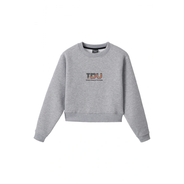 Ronna  Kadın Türk - Alman Üniversitesi Serisi Model 13 Baskılı Oversize Bisiklet Yaka Crop Sweatshirt  - TDB050113