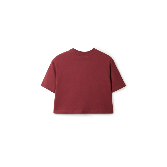 Ronna  Kadın Türk - Alman Üniversitesi Serisi Model 13 Baskılı Oversize Bisiklet Yaka Crop Tshirt - TDB020113