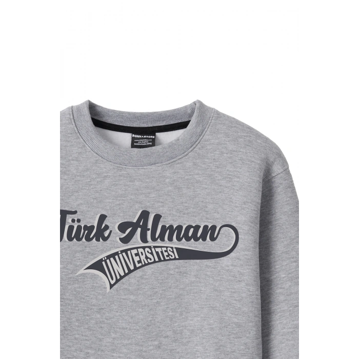 Ronna  Kadın Türk - Alman Üniversitesi Serisi Model 14 Baskılı Oversize Bisiklet Yaka Crop Sweatshirt  - TDB050114