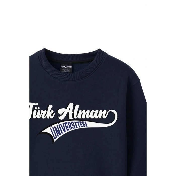Ronna  Kadın Türk - Alman Üniversitesi Serisi Model 14 Baskılı Oversize Bisiklet Yaka Crop Sweatshirt  - TDB050114