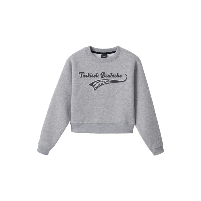 Ronna  Kadın Türk - Alman Üniversitesi Serisi Model 15 Baskılı Oversize Bisiklet Yaka Crop Sweatshirt  - TDB050115