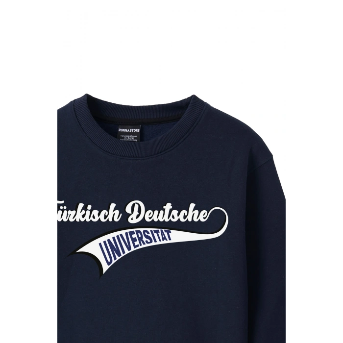 Ronna  Kadın Türk - Alman Üniversitesi Serisi Model 15 Baskılı Oversize Bisiklet Yaka Crop Sweatshirt  - TDB050115