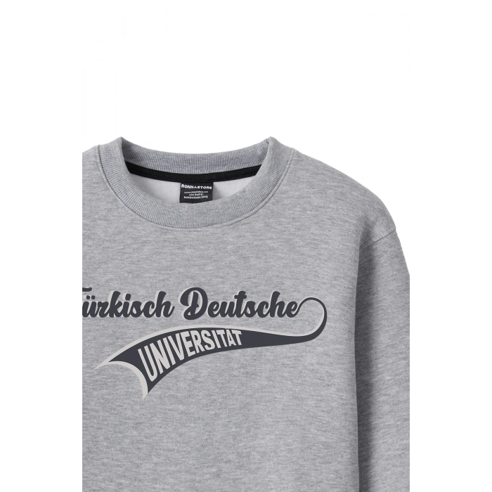 Ronna  Kadın Türk - Alman Üniversitesi Serisi Model 15 Baskılı Oversize Bisiklet Yaka Crop Sweatshirt  - TDB050115