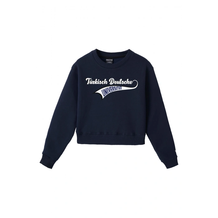Ronna  Kadın Türk - Alman Üniversitesi Serisi Model 15 Baskılı Oversize Bisiklet Yaka Crop Sweatshirt  - TDB050115