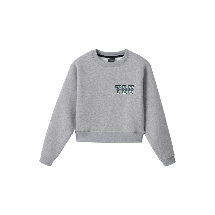 Ronna  Kadın Türk - Alman Üniversitesi Serisi Model 2 Baskılı Oversize Bisiklet Yaka Crop Sweatshirt  - TDB050102