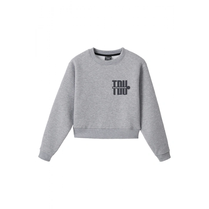 Ronna  Kadın Türk - Alman Üniversitesi Serisi Model 3 Baskılı Oversize Bisiklet Yaka Crop Sweatshirt  - TDB050103