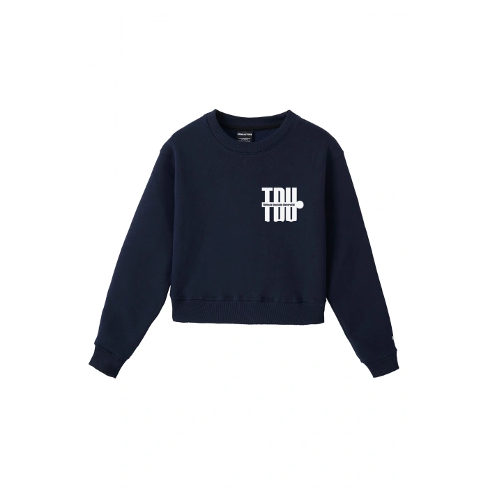 Ronna  Kadın Türk - Alman Üniversitesi Serisi Model 3 Baskılı Oversize Bisiklet Yaka Crop Sweatshirt  - TDB050103