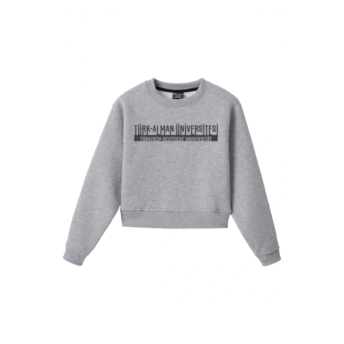 Ronna  Kadın Türk - Alman Üniversitesi Serisi Model 4 Baskılı Oversize Bisiklet Yaka Crop Sweatshirt  - TDB050104