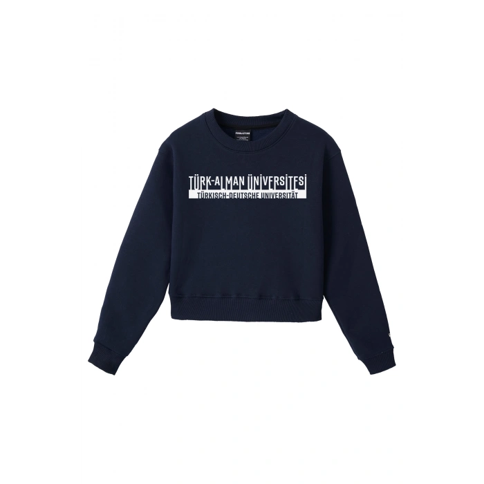 Ronna  Kadın Türk - Alman Üniversitesi Serisi Model 4 Baskılı Oversize Bisiklet Yaka Crop Sweatshirt  - TDB050104