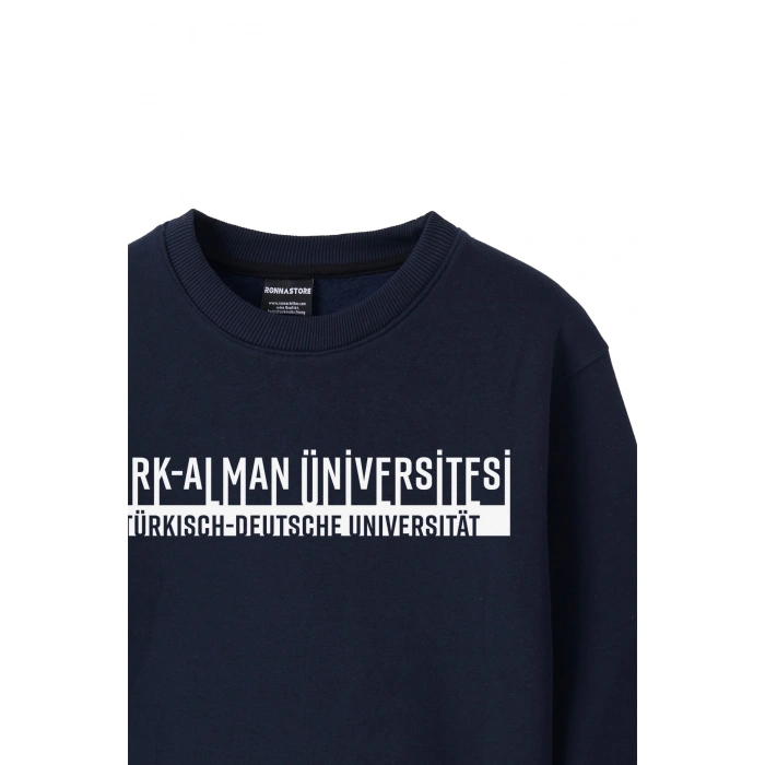 Ronna  Kadın Türk - Alman Üniversitesi Serisi Model 4 Baskılı Oversize Bisiklet Yaka Crop Sweatshirt  - TDB050104