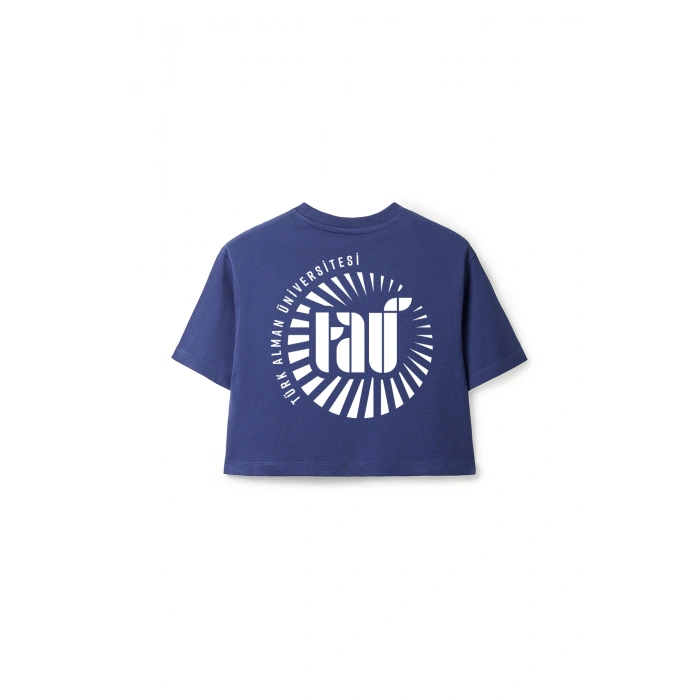Ronna  Kadın Türk - Alman Üniversitesi Serisi Model 5 Baskılı Oversize Bisiklet Yaka Crop Tshirt - TDB020105