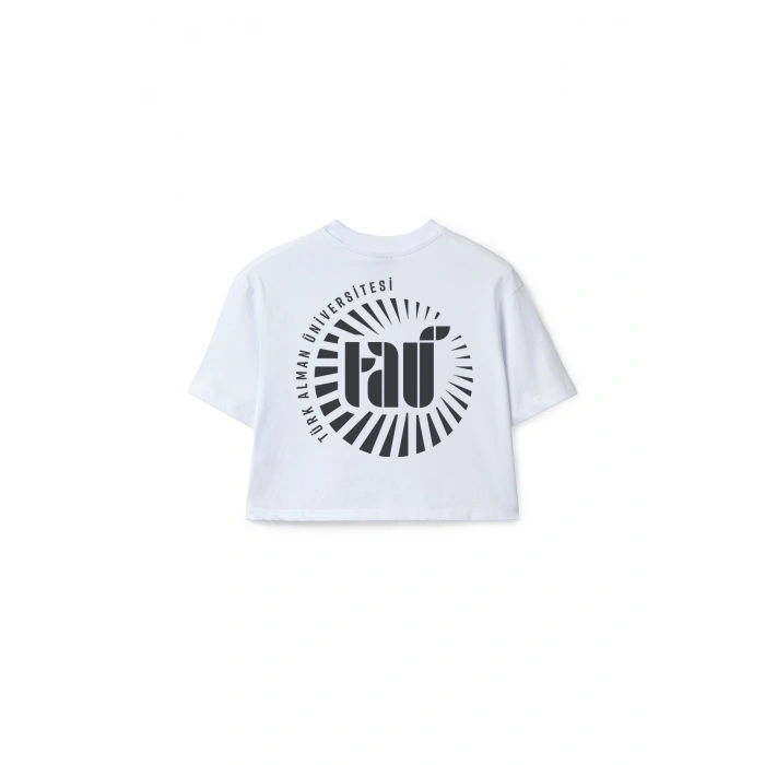 Ronna  Kadın Türk - Alman Üniversitesi Serisi Model 5 Baskılı Oversize Bisiklet Yaka Crop Tshirt - TDB020105