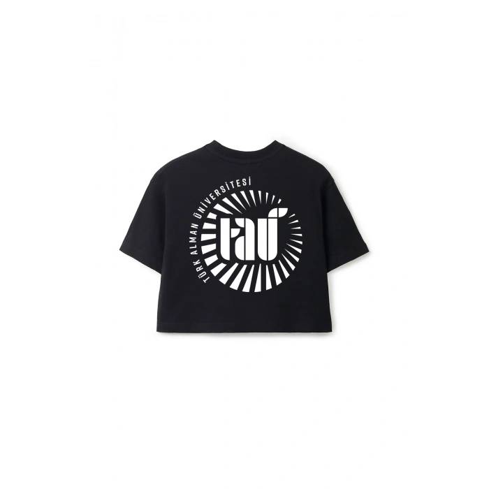 Ronna  Kadın Türk - Alman Üniversitesi Serisi Model 5 Baskılı Oversize Bisiklet Yaka Crop Tshirt - TDB020105