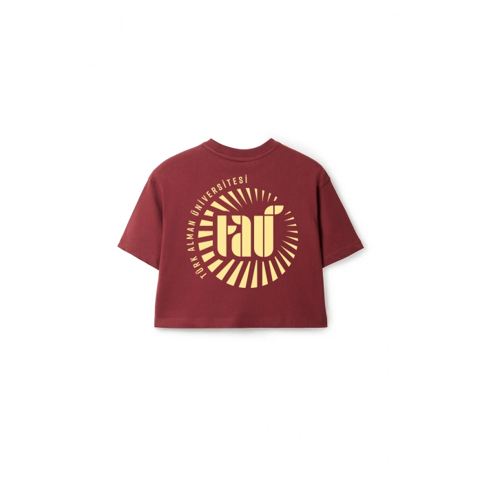 Ronna  Kadın Türk - Alman Üniversitesi Serisi Model 5 Baskılı Oversize Bisiklet Yaka Crop Tshirt - TDB020105