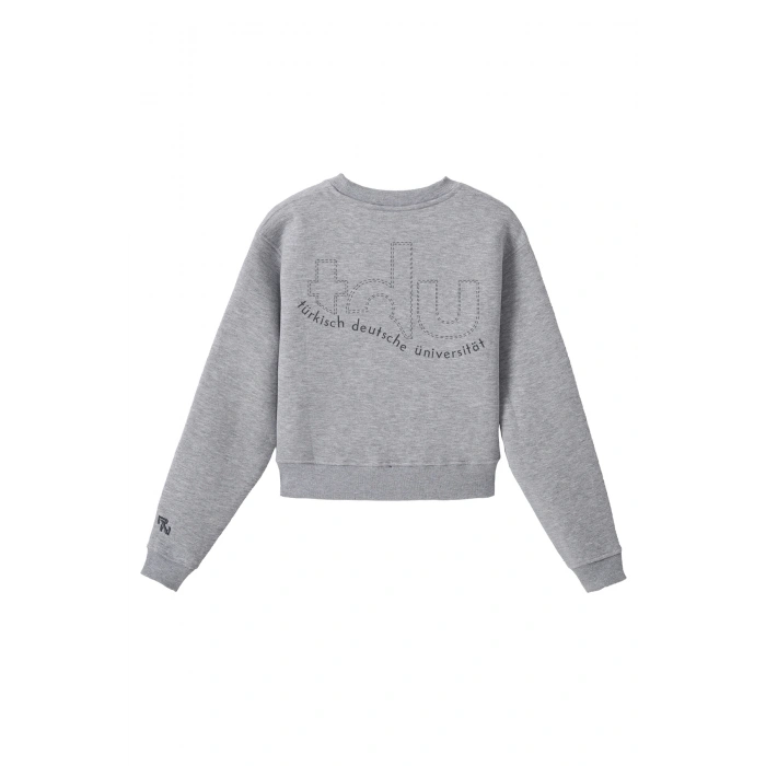 Ronna  Kadın Türk - Alman Üniversitesi Serisi Model 6 Baskılı Oversize Bisiklet Yaka Crop Sweatshirt  - TDB050106