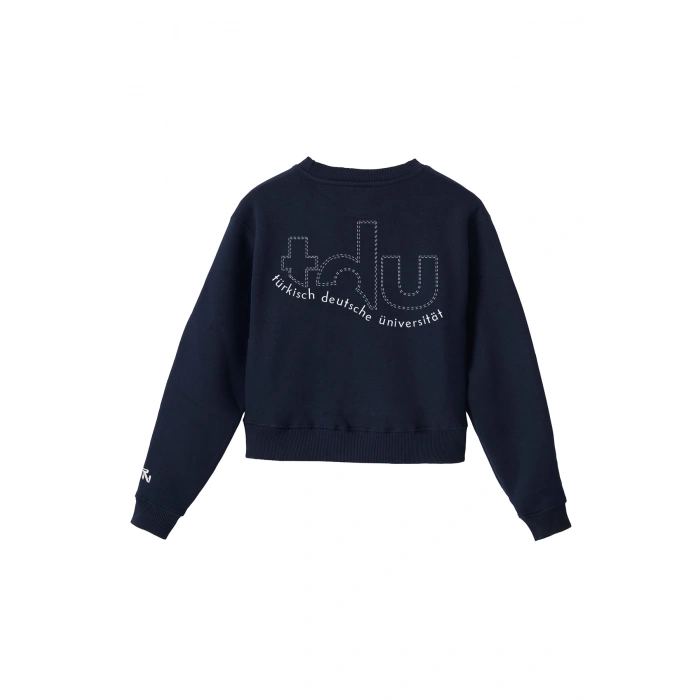 Ronna  Kadın Türk - Alman Üniversitesi Serisi Model 6 Baskılı Oversize Bisiklet Yaka Crop Sweatshirt  - TDB050106