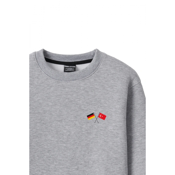 Ronna  Kadın Türk - Alman Üniversitesi Serisi Model 6 Baskılı Oversize Bisiklet Yaka Crop Sweatshirt  - TDB050106