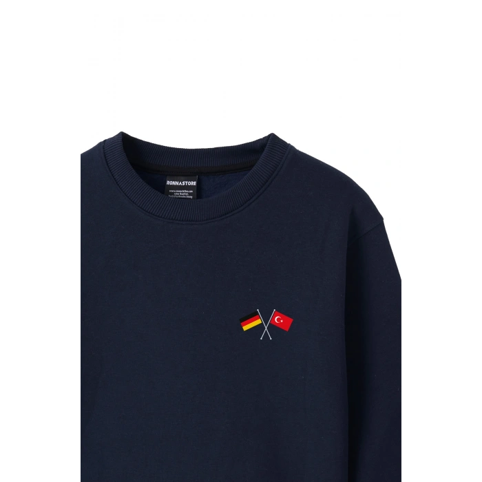 Ronna  Kadın Türk - Alman Üniversitesi Serisi Model 6 Baskılı Oversize Bisiklet Yaka Crop Sweatshirt  - TDB050106