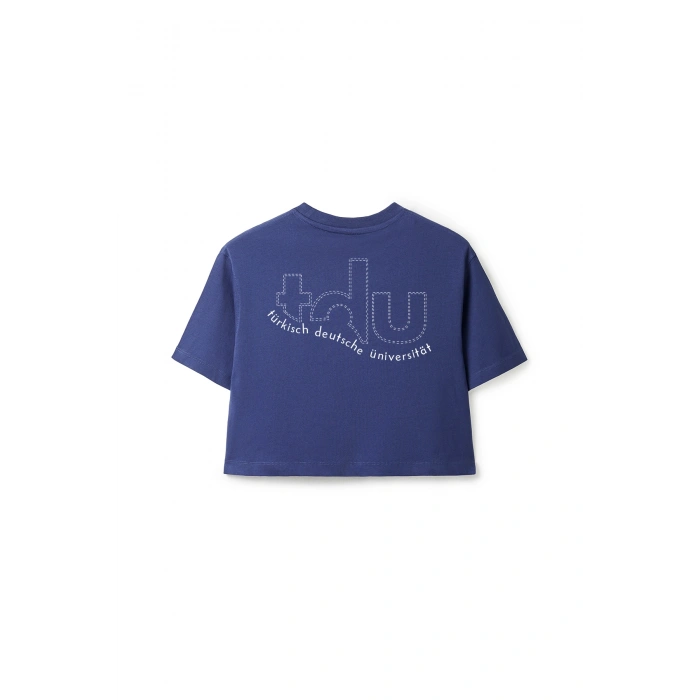 Ronna  Kadın Türk - Alman Üniversitesi Serisi Model 6 Baskılı Oversize Bisiklet Yaka Crop Tshirt - TDB020106