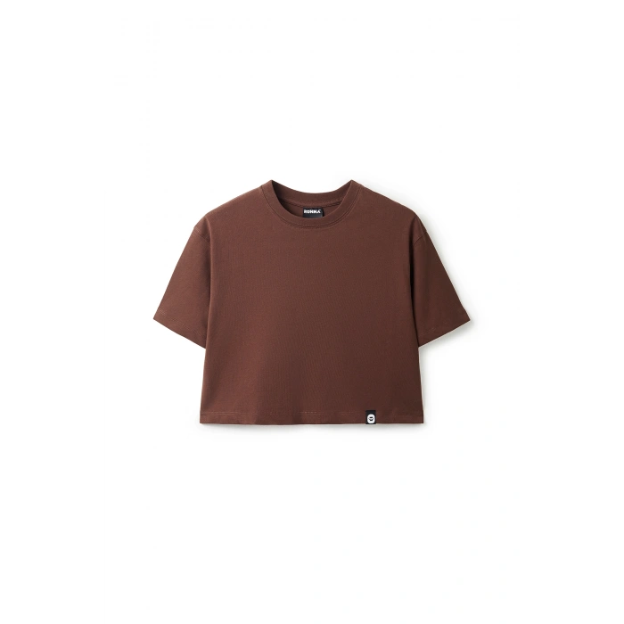 Ronna  Kadın Türk - Alman Üniversitesi Serisi Model 6 Baskılı Oversize Bisiklet Yaka Crop Tshirt - TDB020106