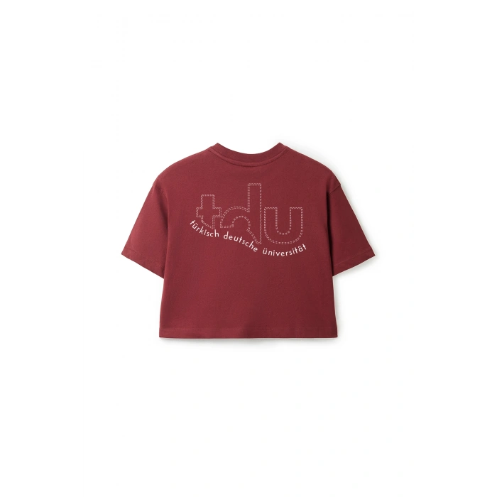 Ronna  Kadın Türk - Alman Üniversitesi Serisi Model 6 Baskılı Oversize Bisiklet Yaka Crop Tshirt - TDB020106