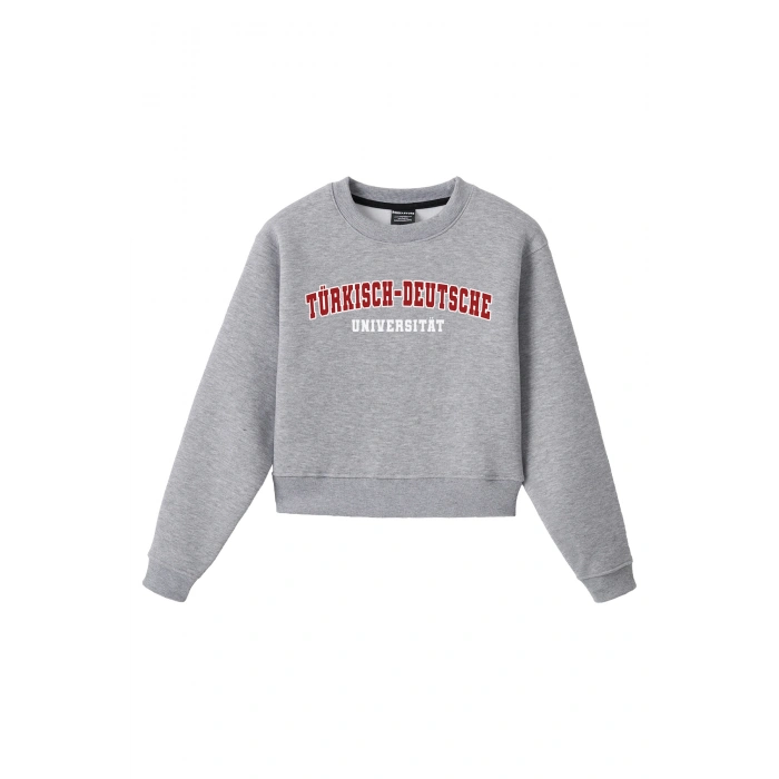 Ronna  Kadın Türk - Alman Üniversitesi Serisi Model 7 Baskılı Oversize Bisiklet Yaka Crop Sweatshirt  - TDB050107