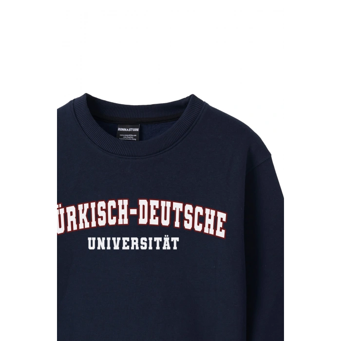 Ronna  Kadın Türk - Alman Üniversitesi Serisi Model 7 Baskılı Oversize Bisiklet Yaka Crop Sweatshirt  - TDB050107