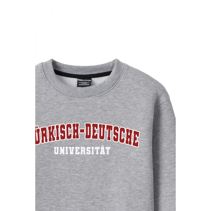 Ronna  Kadın Türk - Alman Üniversitesi Serisi Model 7 Baskılı Oversize Bisiklet Yaka Crop Sweatshirt  - TDB050107