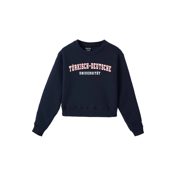 Ronna  Kadın Türk - Alman Üniversitesi Serisi Model 7 Baskılı Oversize Bisiklet Yaka Crop Sweatshirt  - TDB050107