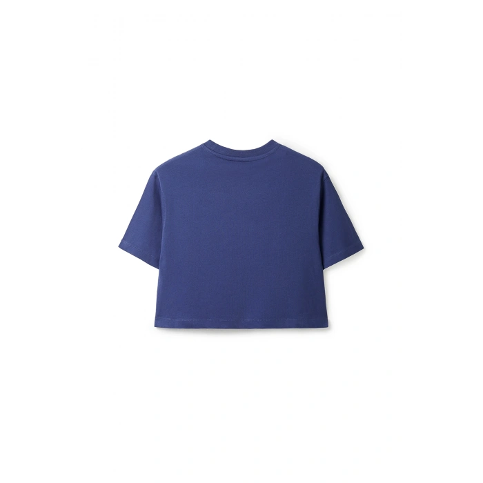 Ronna  Kadın Türk - Alman Üniversitesi Serisi Model 7 Baskılı Oversize Bisiklet Yaka Crop Tshirt - TDB020107