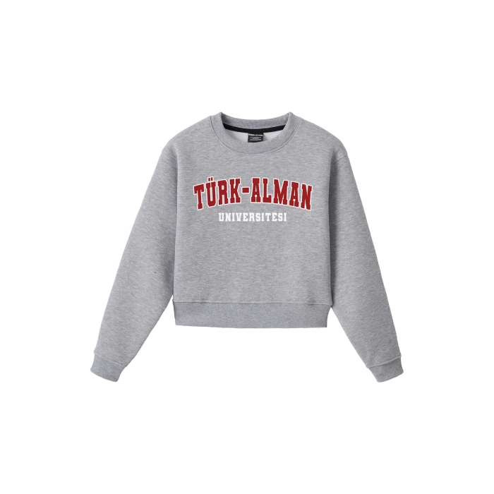 Ronna  Kadın Türk - Alman Üniversitesi Serisi Model 8 Baskılı Oversize Bisiklet Yaka Crop Sweatshirt  - TDB050108