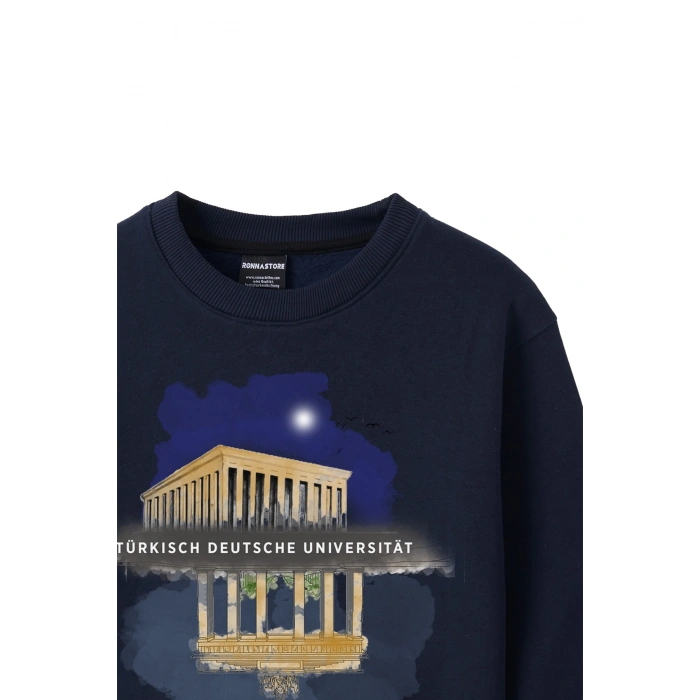 Ronna  Kadın Türk - Alman Üniversitesi Serisi Model 9 Baskılı Oversize Bisiklet Yaka Crop Sweatshirt  - TDB050109