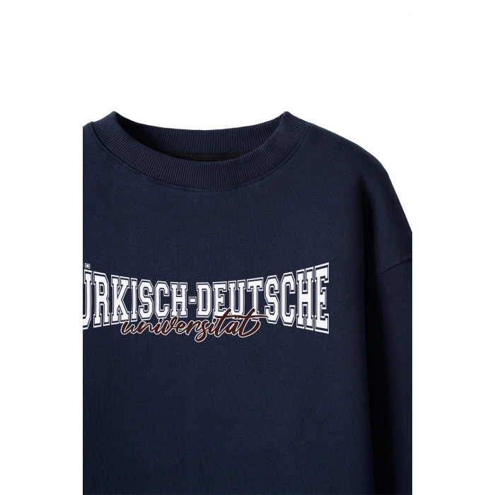 Ronna  Unisex Türk - Alman Üniversitesi Serisi Model 11 Baskılı Oversize Bisiklet Yaka Sweatshirt - TDB040111