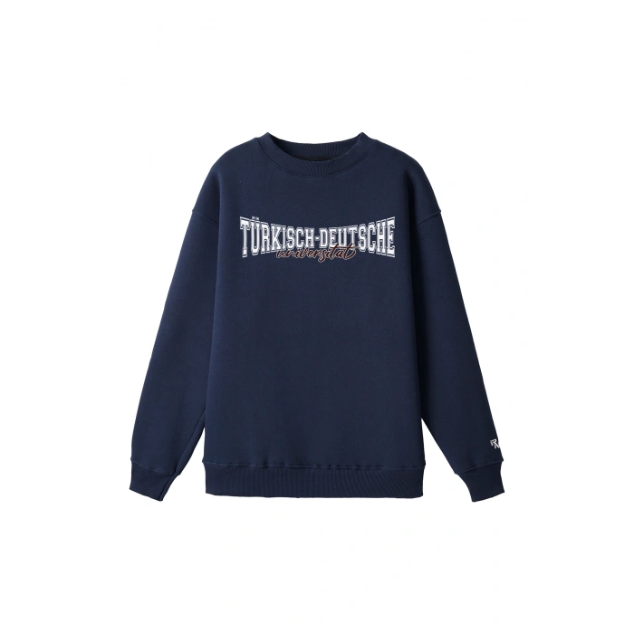 Ronna  Unisex Türk - Alman Üniversitesi Serisi Model 11 Baskılı Oversize Bisiklet Yaka Sweatshirt - TDB040111