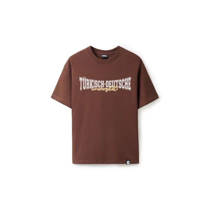 Ronna  Unisex Türk - Alman Üniversitesi Serisi Model 11 Baskılı Oversize Bisiklet Yaka Tshirt  - TDB010111