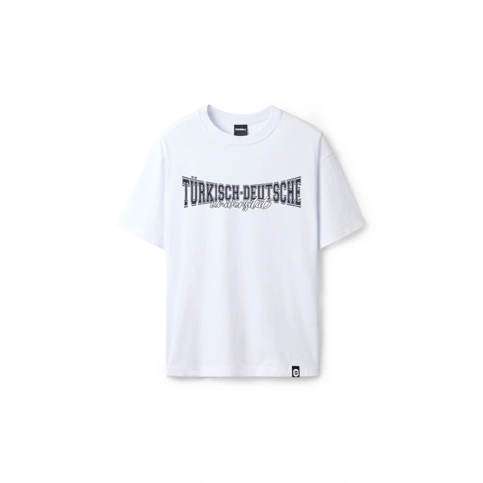 Ronna  Unisex Türk - Alman Üniversitesi Serisi Model 11 Baskılı Oversize Bisiklet Yaka Tshirt  - TDB010111