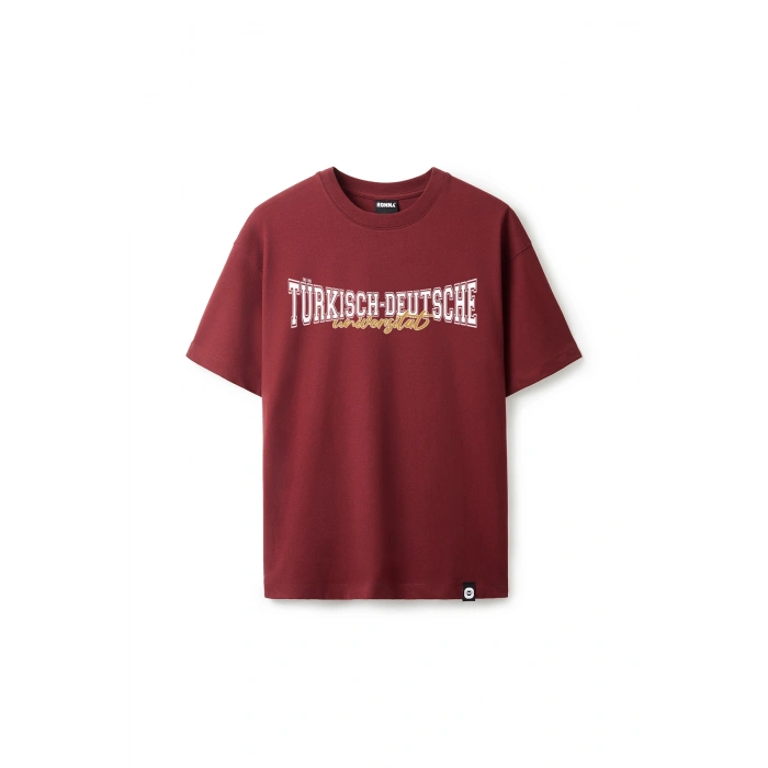 Ronna  Unisex Türk - Alman Üniversitesi Serisi Model 11 Baskılı Oversize Bisiklet Yaka Tshirt  - TDB010111