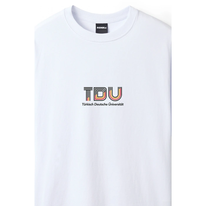 Ronna  Unisex Türk - Alman Üniversitesi Serisi Model 13 Baskılı Oversize Bisiklet Yaka Tshirt  - TDB010113