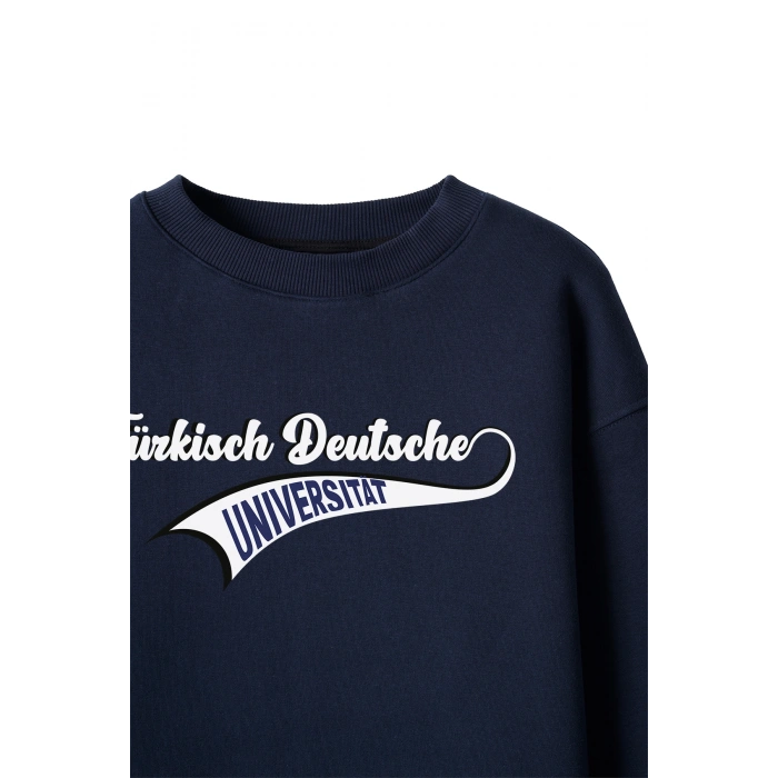 Ronna  Unisex Türk - Alman Üniversitesi Serisi Model 15 Baskılı Oversize Bisiklet Yaka Sweatshirt - TDB040115