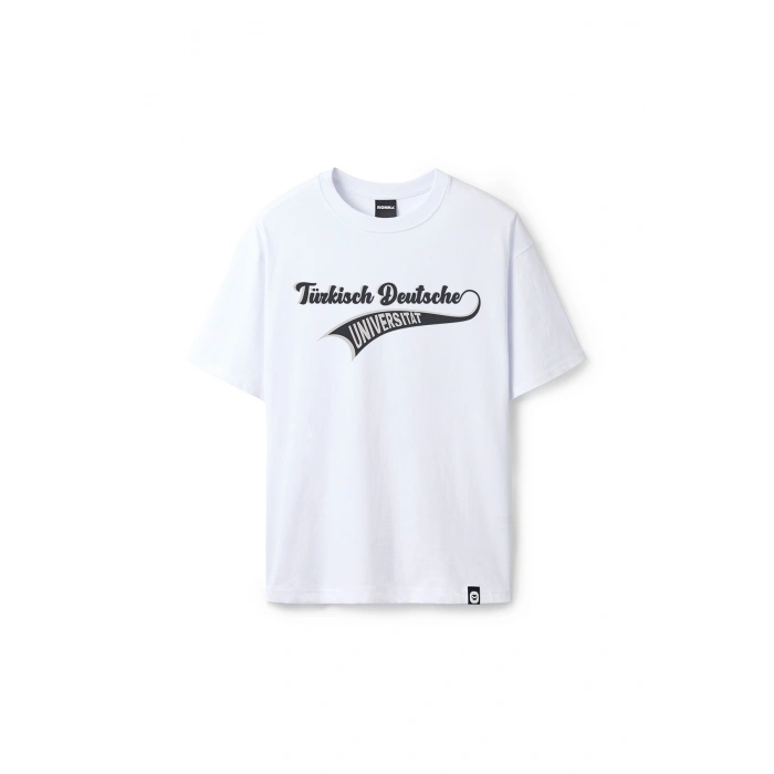 Ronna  Unisex Türk - Alman Üniversitesi Serisi Model 15 Baskılı Oversize Bisiklet Yaka Tshirt  - TDB010115